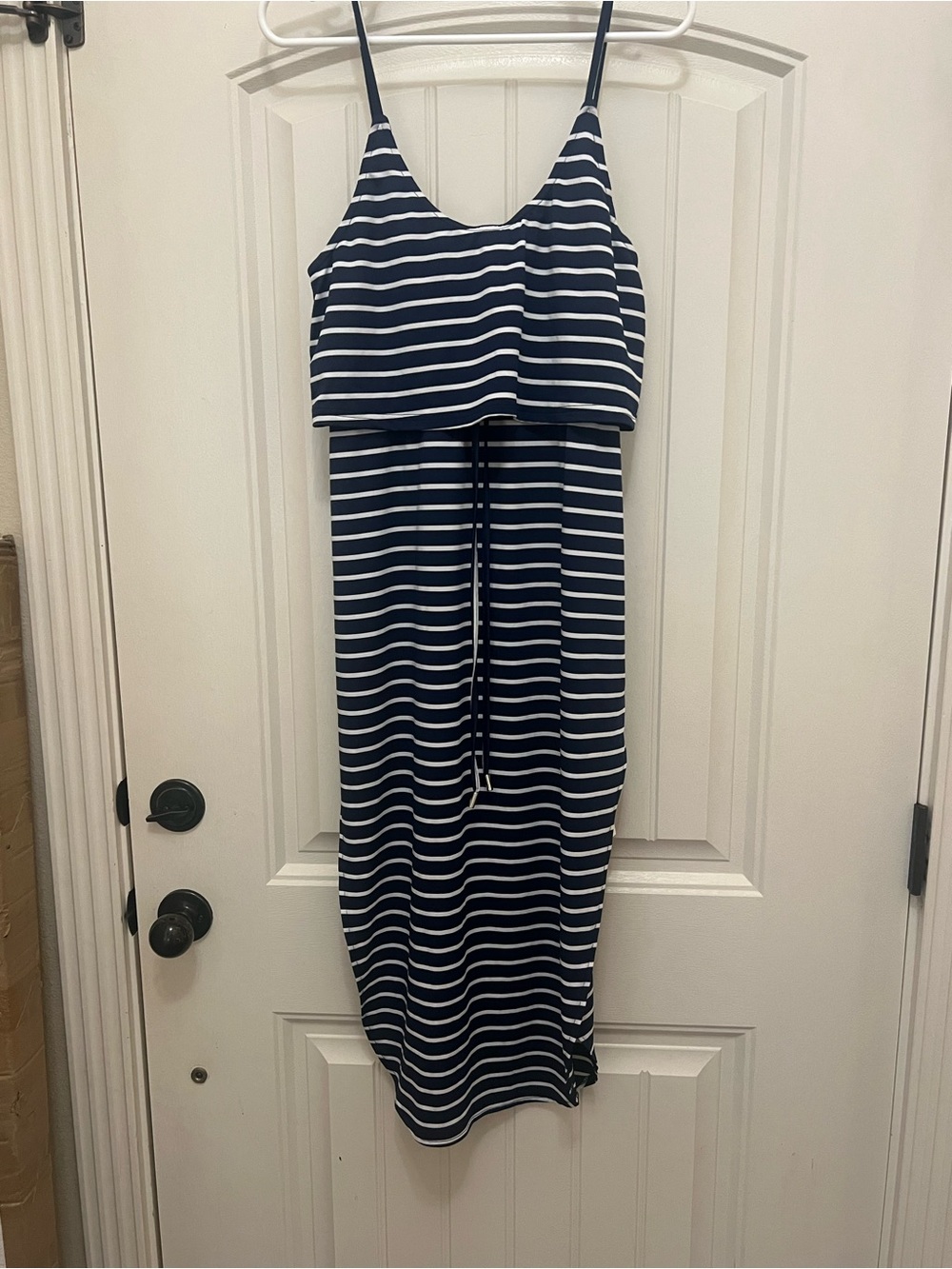 Cupshe Navy and White Striped Women’s Swim Coverup Dress